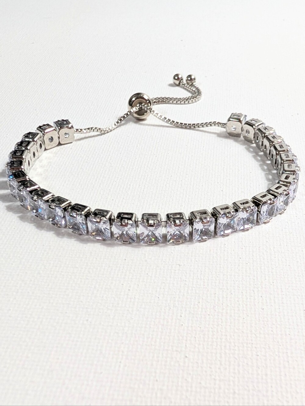 Swarovski Crystal Rectangular Bolo Tennis Bracelet Size Adjustable